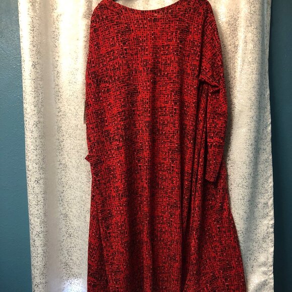 LuLaRoe “Sarah” Long Open-Front Cardigan Sweater Jacket – Red/Black/White XL NWT - Picture 7 of 8
